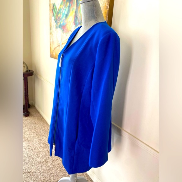 LÍNEA BY LOUIS DELL’OLIO 💙BLUE💙 V-NECK ZIP FRONT JACKET PLUS SIZE 14 🌟NWOT🌟 - Picture 5 of 16